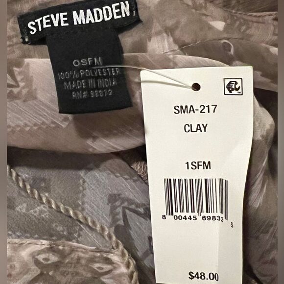 Steve Madden Printed Short Sleeve Kimono Clay Purple One Size New - Picture 7 of 8